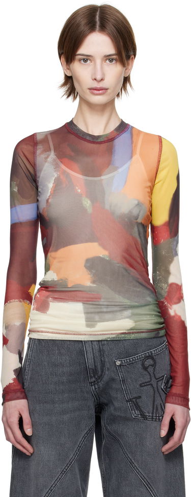 T-shirt JW Anderson JW Anderson Abstract Print Sheer Long Sleeve T-Shirt Flerfärgad | JO0138-PG1723, 0