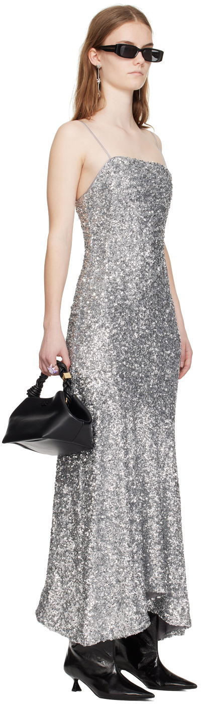 Klä GANNI GANNI Sequin Maxi Dress Grå | F9053, 1