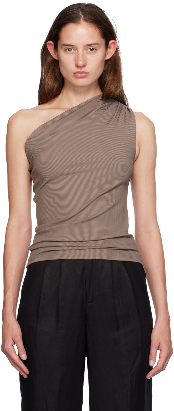 Linne Anine Bing One Shoulder Slim Fit Top Brun | A-08-9271-BWN27