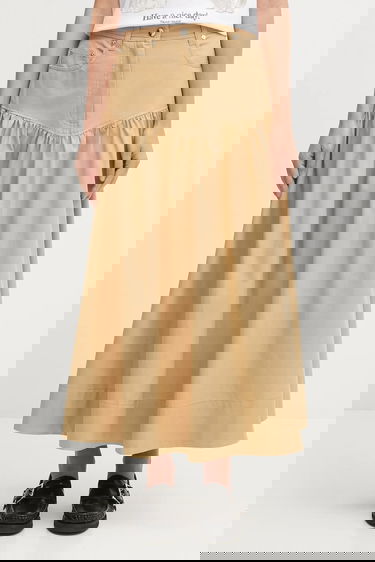 Kjol GANNI GANNI Classic Summer Suiting Maxi A-Line Skirt Beige | W0620, 0