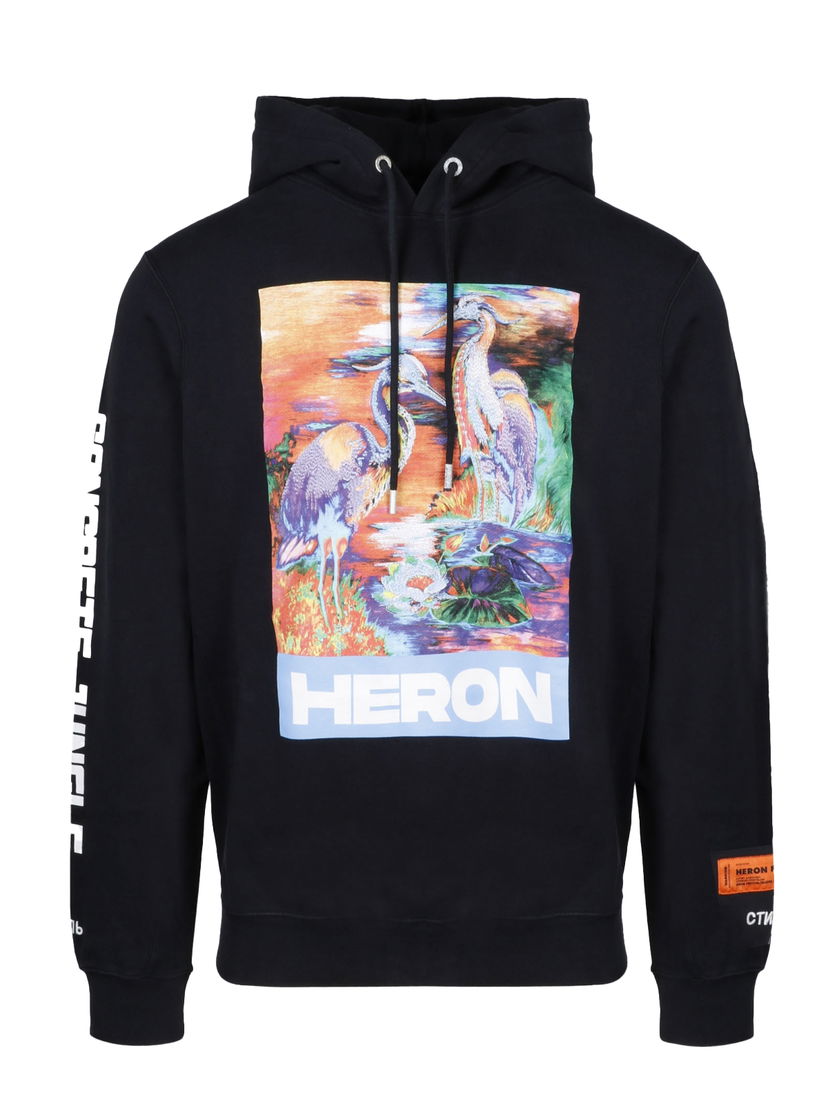 Sweatshirt HERON PRESTON Watercolor Print Hoodie Svart | HMBB007S208960211088