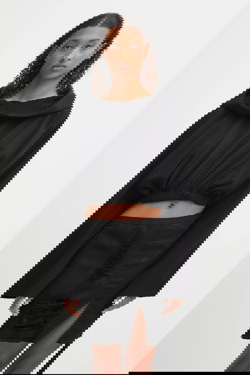 Sweatshirt Rick Owens Rick Owens DRKSHDW Cropped Hooded Tunic Svart | DS02E7236.RIG, 0