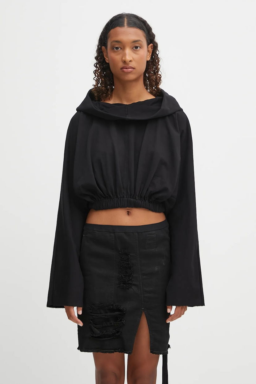 Sweatshirt Rick Owens Rick Owens DRKSHDW Cropped Hooded Tunic Svart | DS02E7236.RIG
