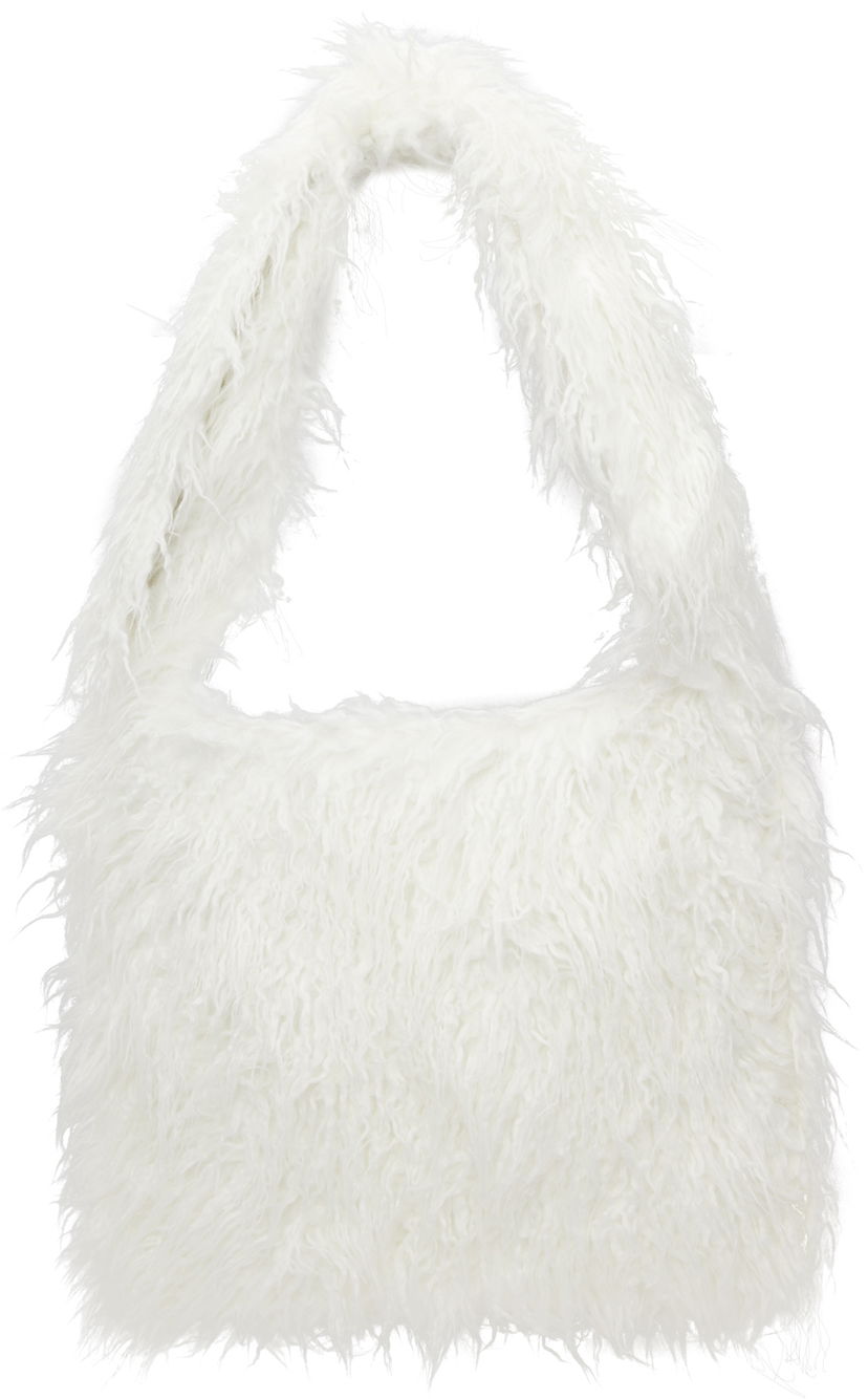 Axelväska We11done We11done Faux-Fur Shoulder Bag Vit | WD-AB3-22-473-U-WH