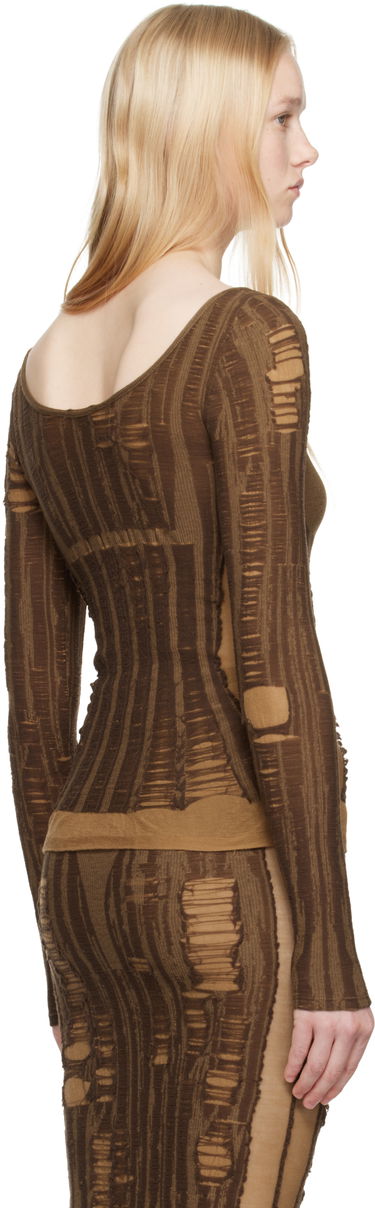 Klä Diesel Diesel M-Calai Distressed Ribbed Knit Top Brun | A19218 0BJBI, 2