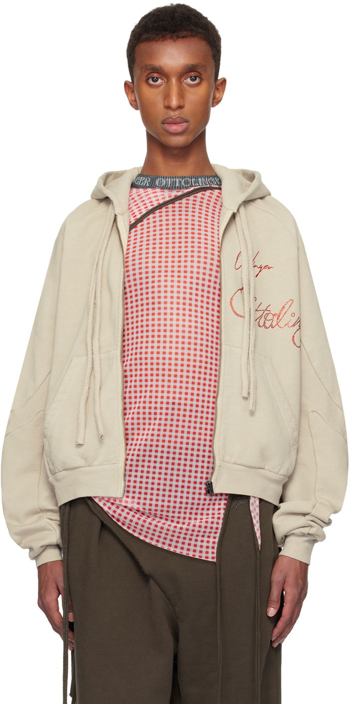 Sweatshirt Ottolinger Ottolinger Oversized Zip Hoodie Beige | 1150204121