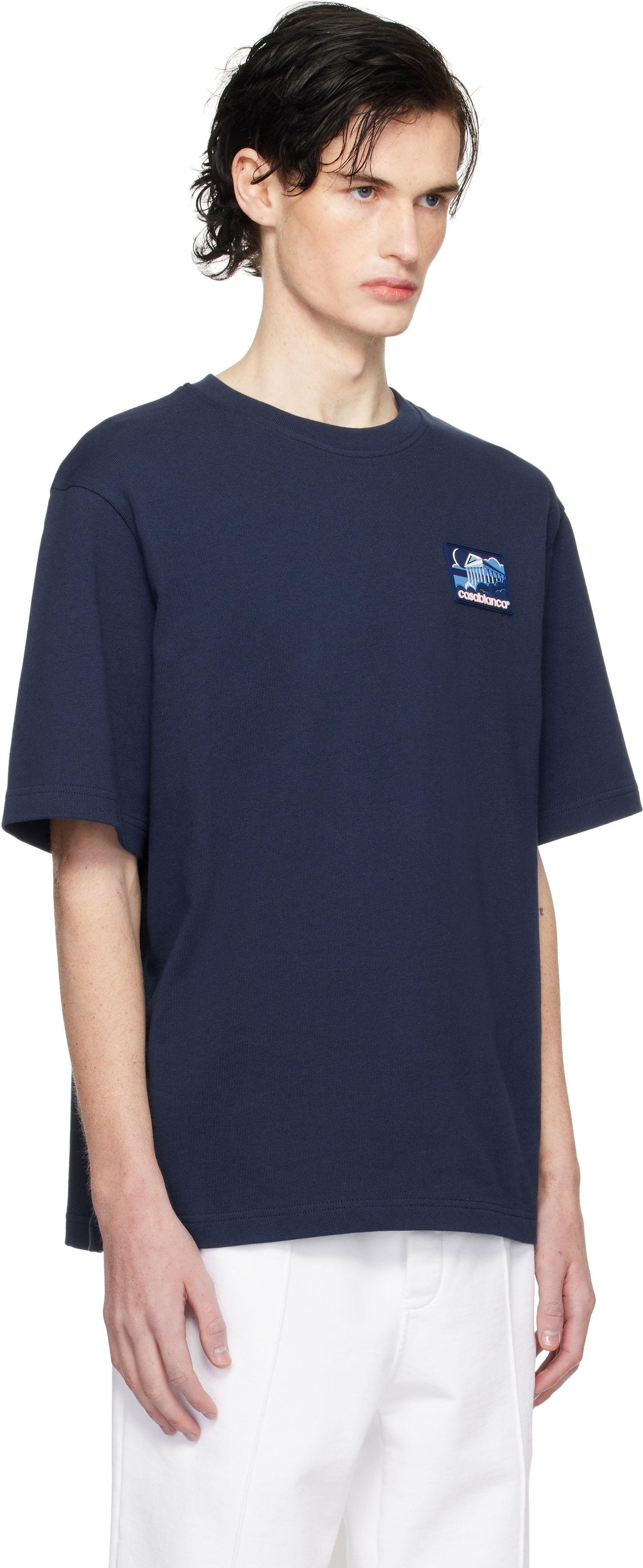 T-shirt Casablanca Temple Patch T-Shirt Mörkblå | MPS25-JTS-027-01, 1