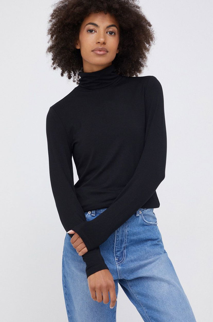 T-shirt Polo by Ralph Lauren Black Turtleneck Long Sleeve Top Svart | 200810393001