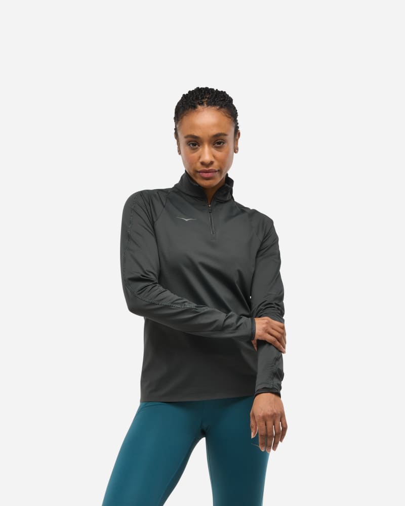 Sweatshirt Hoka One One GlideTech Quarter Zip Running Jacket, Size Large Svart | 1164155-BLK