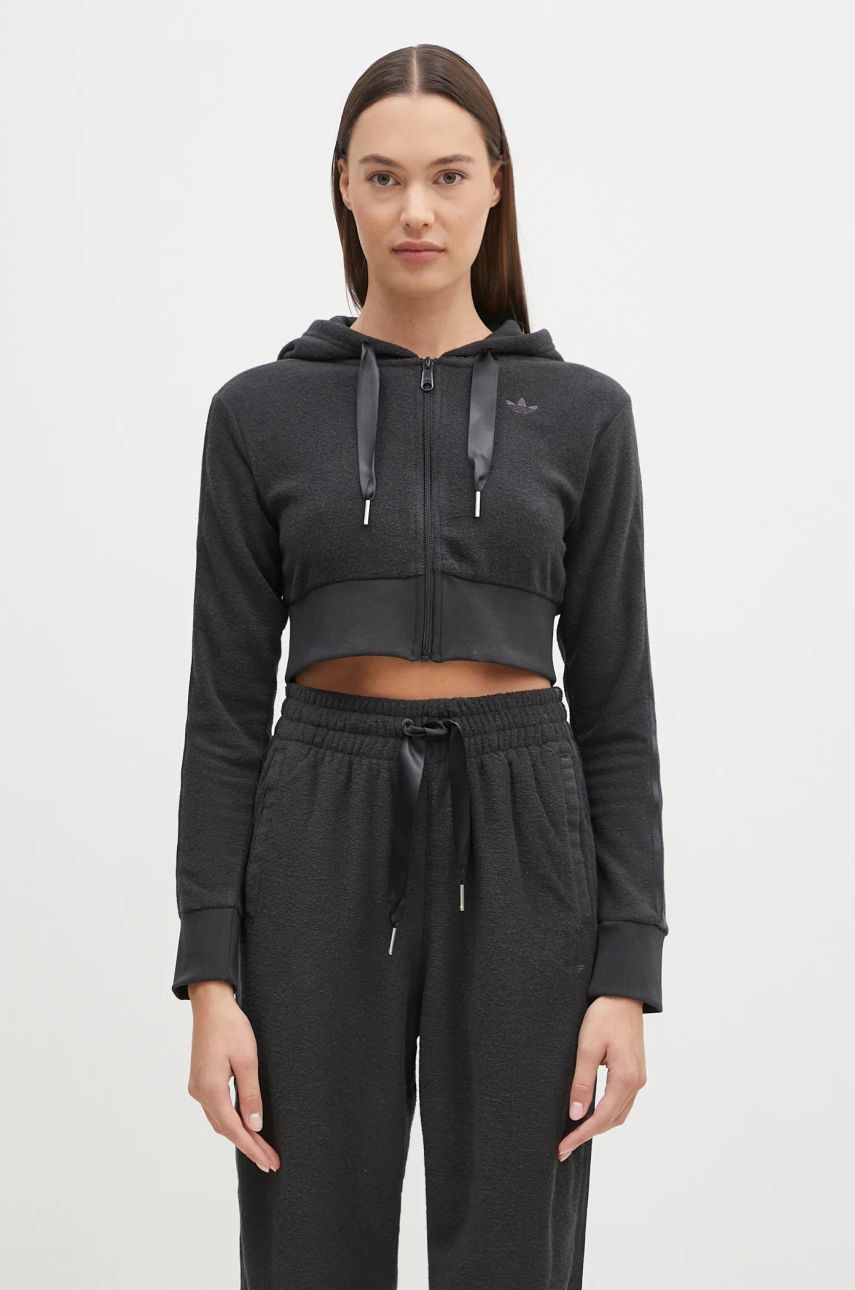 Sweatshirt adidas Originals Hoodie Cropped With Zipper Grå | JN3006, 0