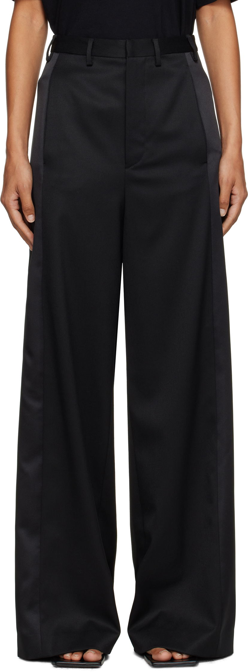 Byxor Maison Margiela MM6 Maison Margiela Tailored Wool Wide-Leg Trousers Svart | S52KA0541 S47848