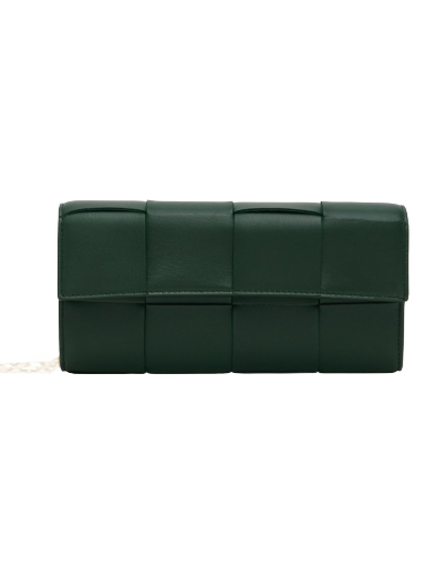 Handväska Bottega Veneta Intreccio Cassette Chain Bag Grön | 730539 VCQC4
