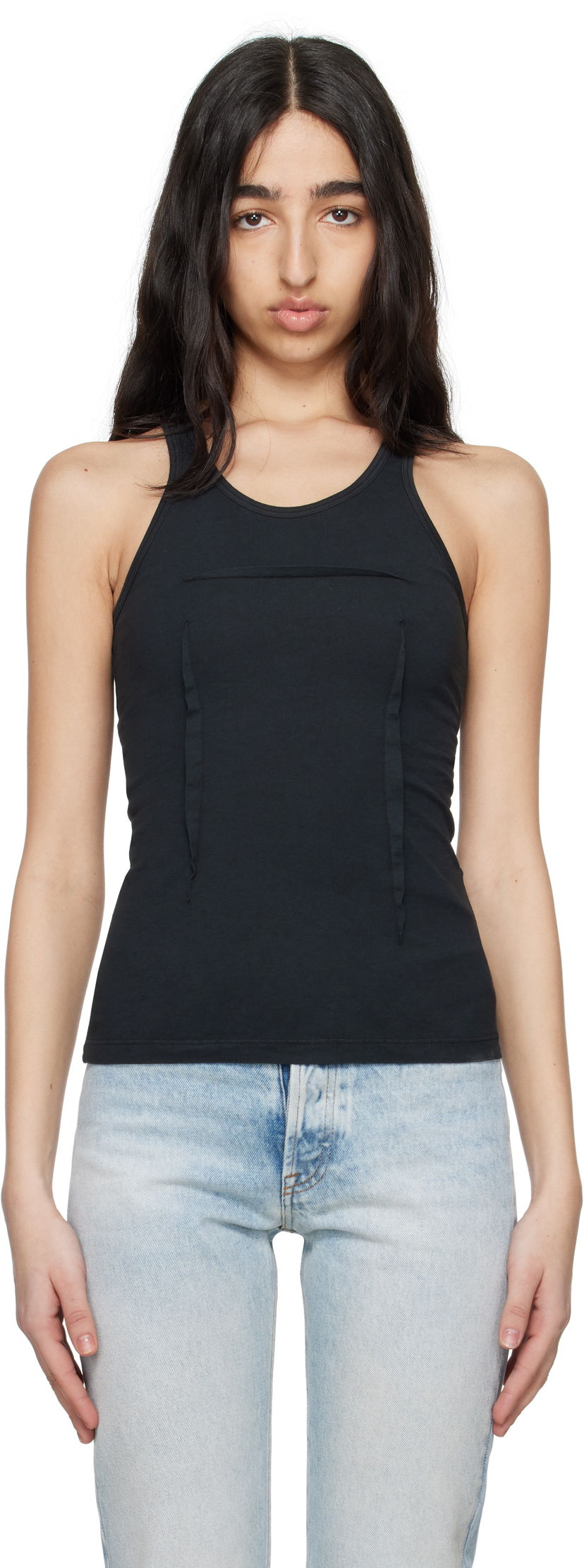 Linne Maison Margiela MM6 Maison Margiela Heavy Cotton Jersey Tank Top Svart | S62NL0051 M20108