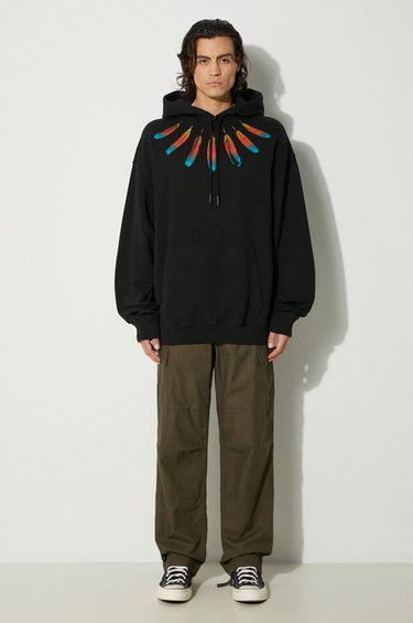 Sweatshirt Marcelo Burlon Collar Feathers Comfy Hoodie With Print Svart | CMBB106F24FLE0031084, 1