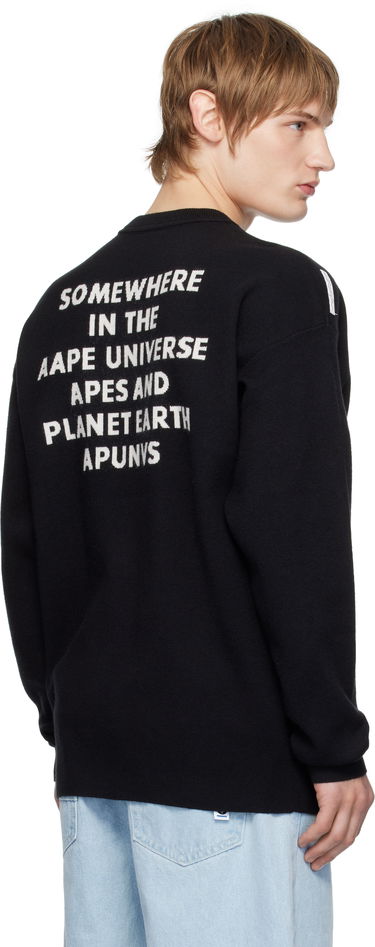 Sweater AAPE by A Bathing Ape AAPE by A Bathing Ape Moonface Logo Knit Sweater Svart | AAPKNMB371XXNBKX, 2