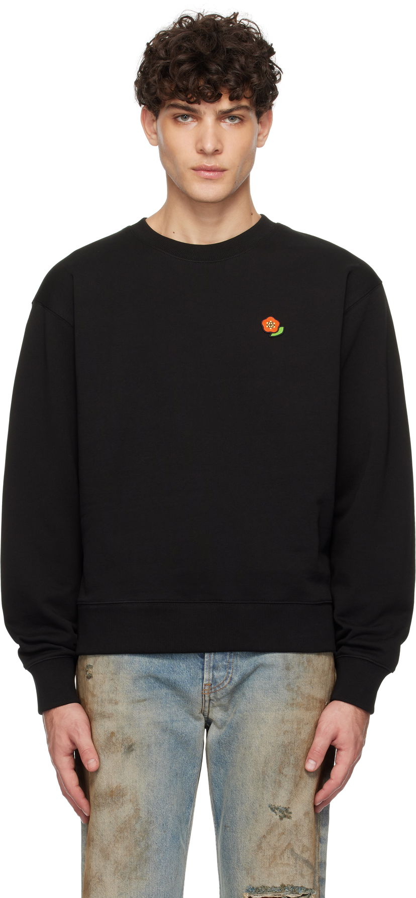 Sweatshirt KENZO Embroidered Flower Sweatshirt Svart | FF55SW2654MF
