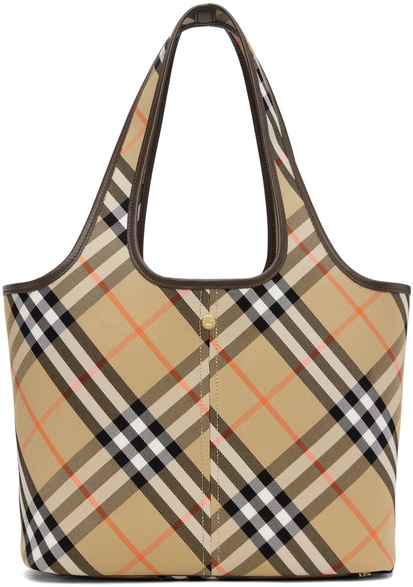 Tygpåse Burberry Burberry Small Check Tote Bag Beige | 8094685