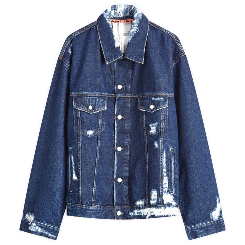 Jacka Acne Studios Robert Distressed Denim Jacket Mörkblå | C90180-AUZ
