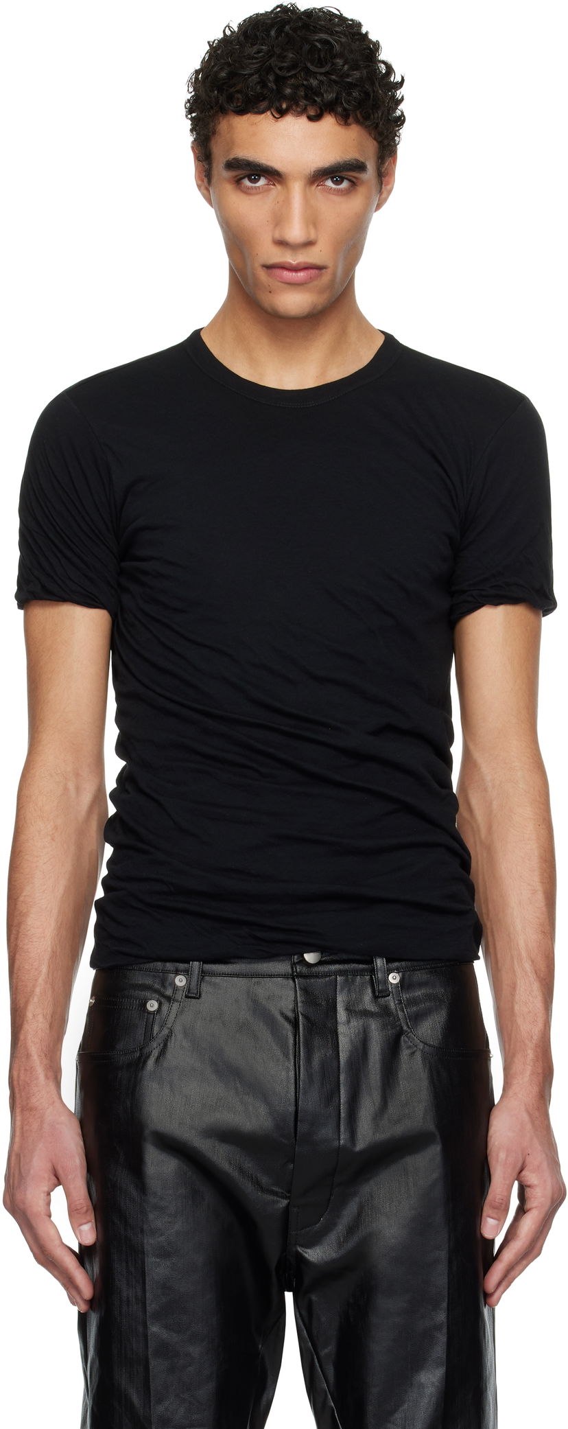 T-shirt Rick Owens Rick Owens Porterville Double Short Sleeve T-Shirt Svart | RU01E5256 UC