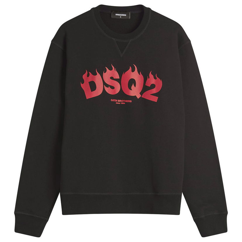 Sweatshirt DSQUARED2 Flames Logo Crew Sweat, Large Svart | S71GU0717-S25551-900