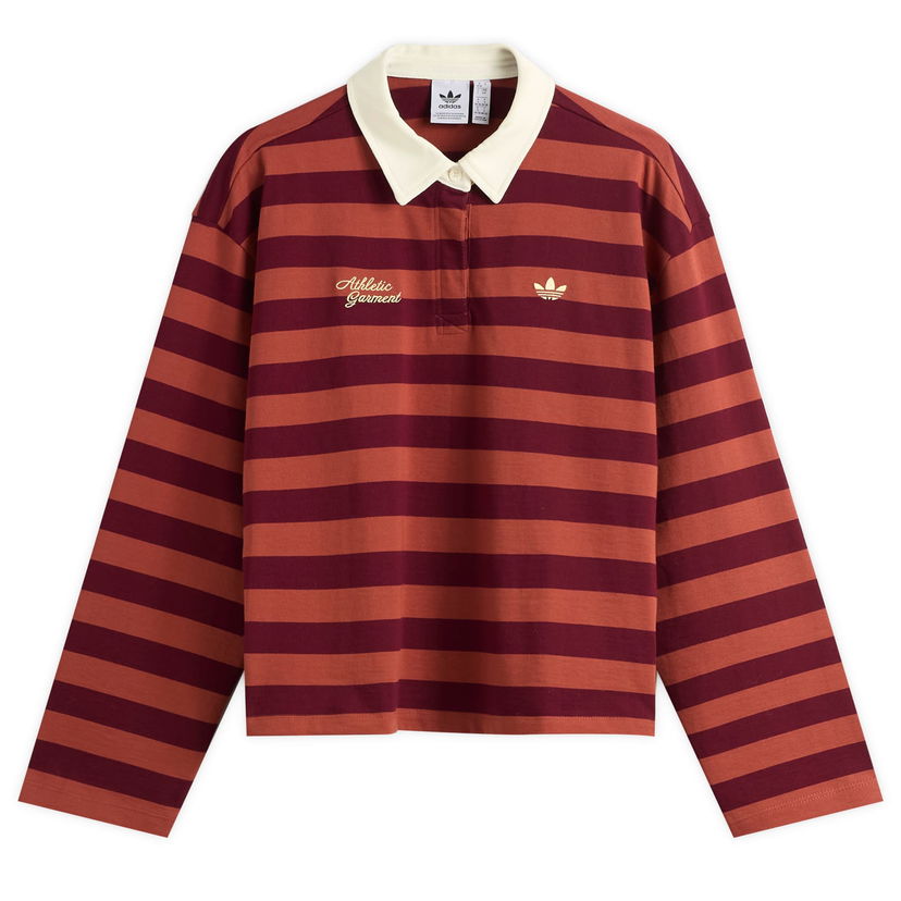 Polotröja adidas Originals Long Sleeve Striped Polo Bourgogne | KF2323