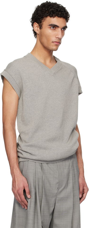 Sweater HED MAYNER Hed Mayner V-Neck Knit Vest Grå | HMMA75074A-HA600, 1