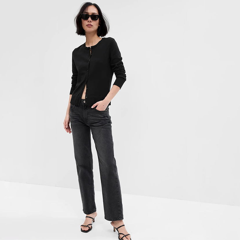 Sweater GAP Crew Cardigan True Black V2 Svart | 443176-06