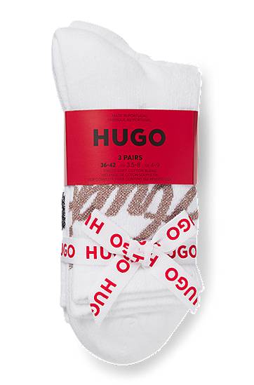 Strumpor BOSS Three-pack of short-length socks with sparkly logos Vit | 50546384, 1