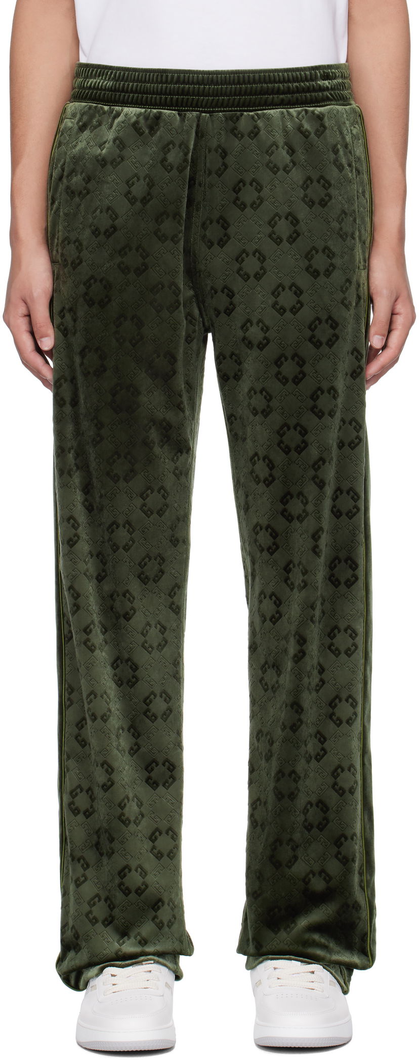 Träningsbyxor Givenchy Monogram Velvet Sweatpants Grön | BM51HS316Z300