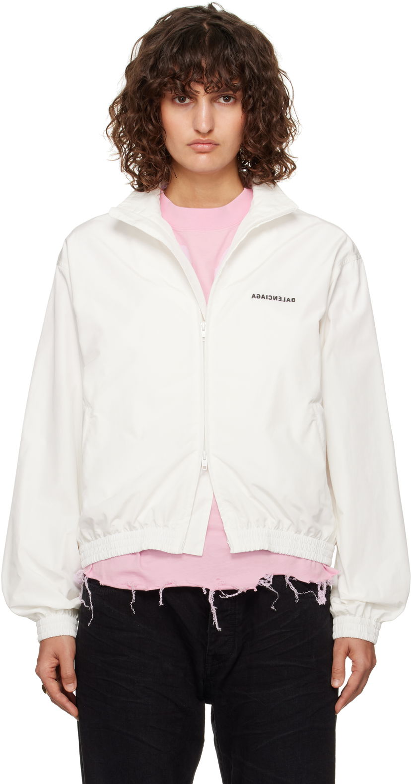 Träningsoverall Balenciaga Regular Track Jacket Vit | 790745 TPQ38