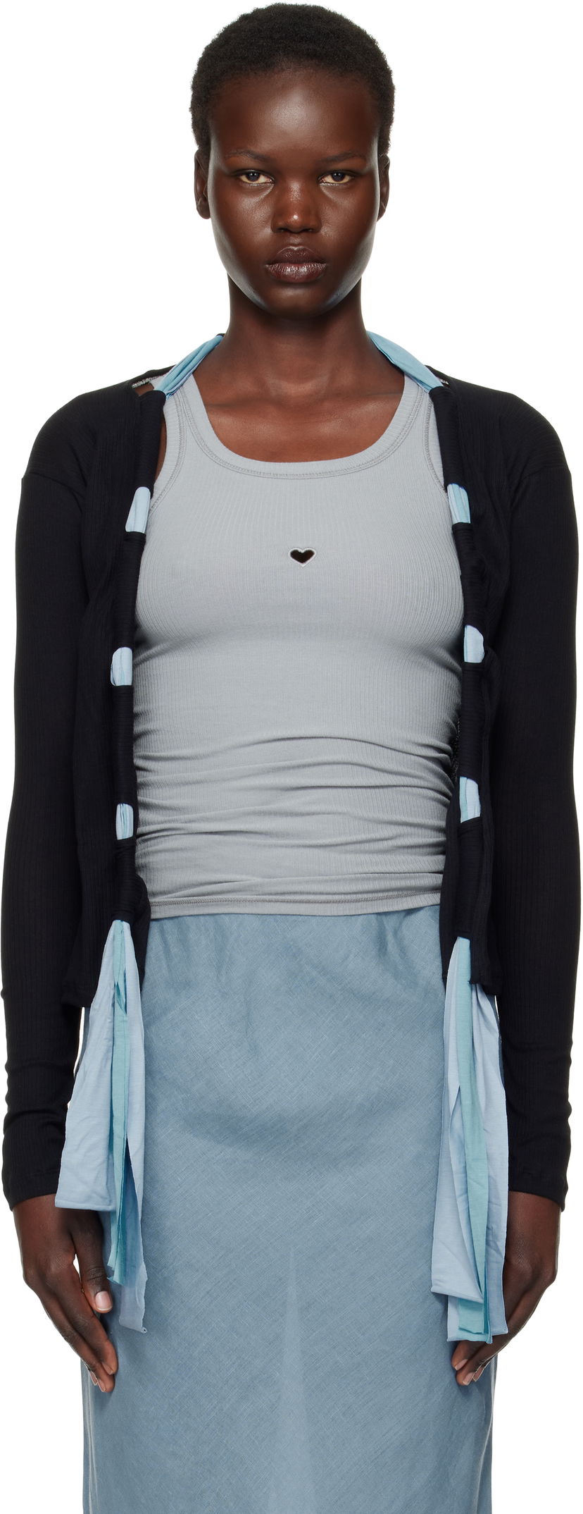 Sweater Baserange Circ Black & Blue Cardigan Svart | TOCC-RB-SP25