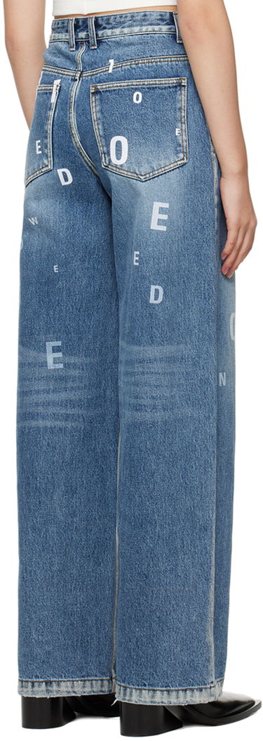 Jeans We11done Random Logo Straight Leg Jeans Blå | WD-DP3-22-387-W-NV, 2