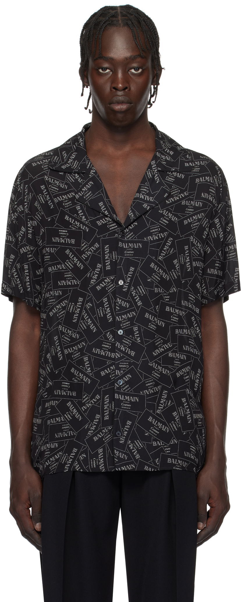 Skjorta Balmain All-Over Label Print Shirt Svart | EH1HN070VH56