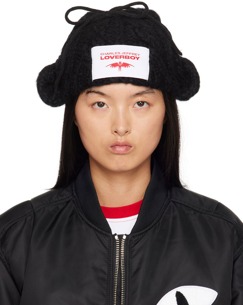 Mössa Charles Jeffrey Loverboy Black Chunky Aviator Beanie Svart | 42130201