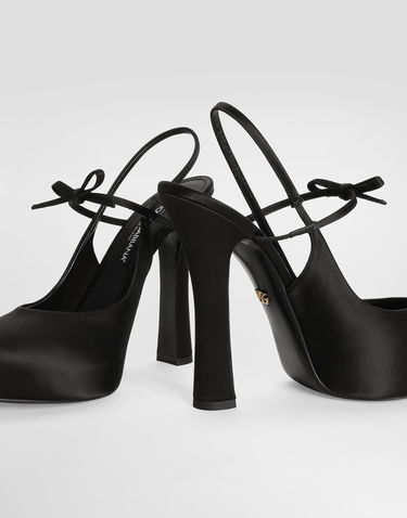 Tillbehör Dolce & Gabbana Dolce & Gabbana Satin Slingbacks with Bow Detail Svart | CG0930AE5478B956, 3