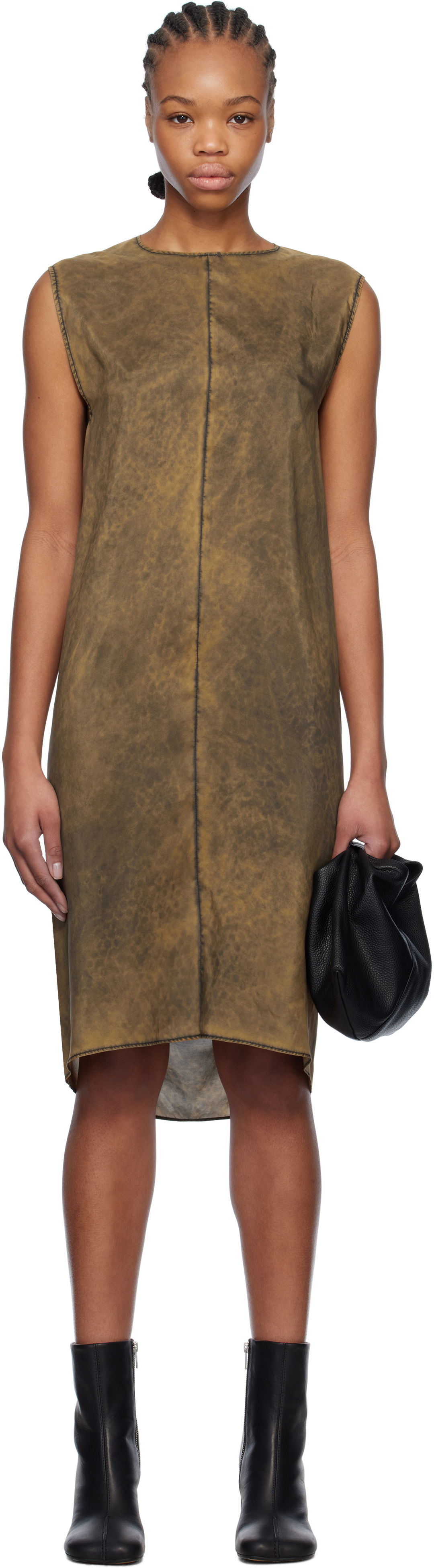 Klä Maison Margiela MM6 Maison Margiela Silk Shift Midi Dress Brun | S52DA0051 M35244, 0