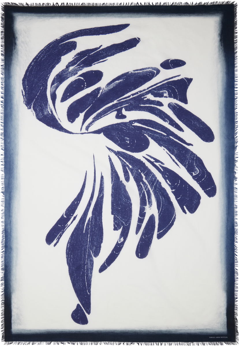 Halsduk Dries Van Noten Dries Van Noten Printed Shawl Blå | 251-081300-1007