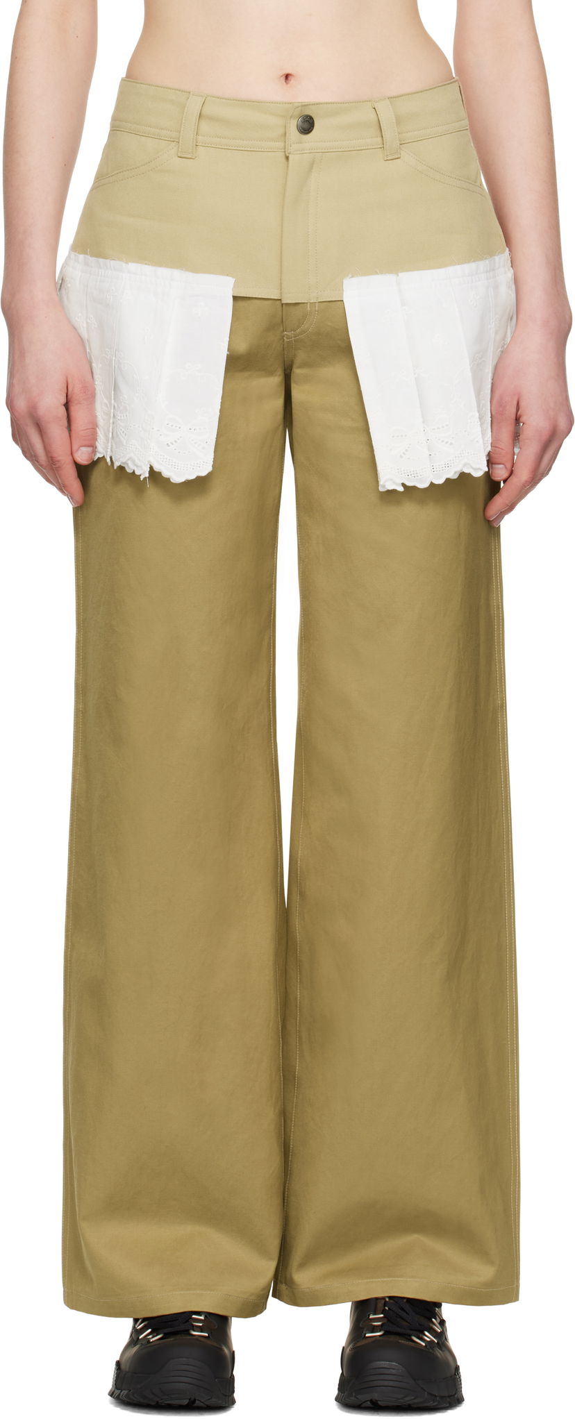 Byxor Andersson Bell Andersson Bell Lace Pleats Skirt Trousers Beige | apa798w