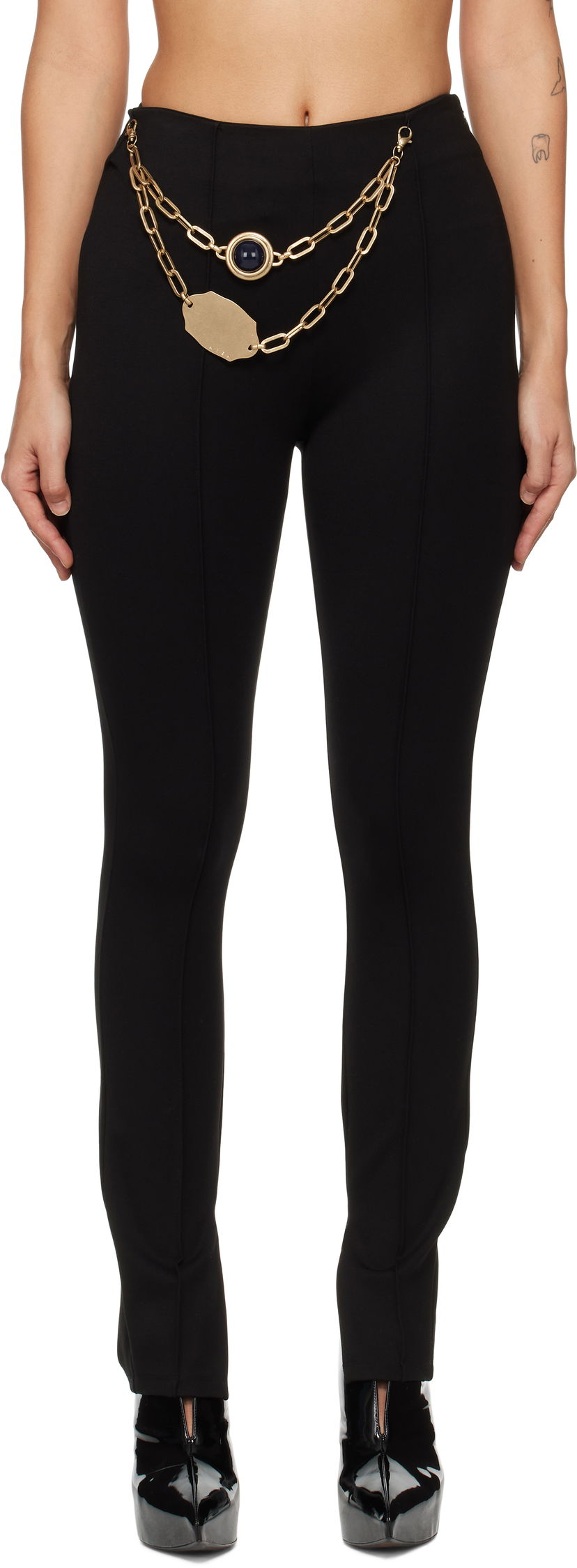 Damasker Area AREA Chain Plate Belt Leggings Svart | FW24AWPA0035FA01