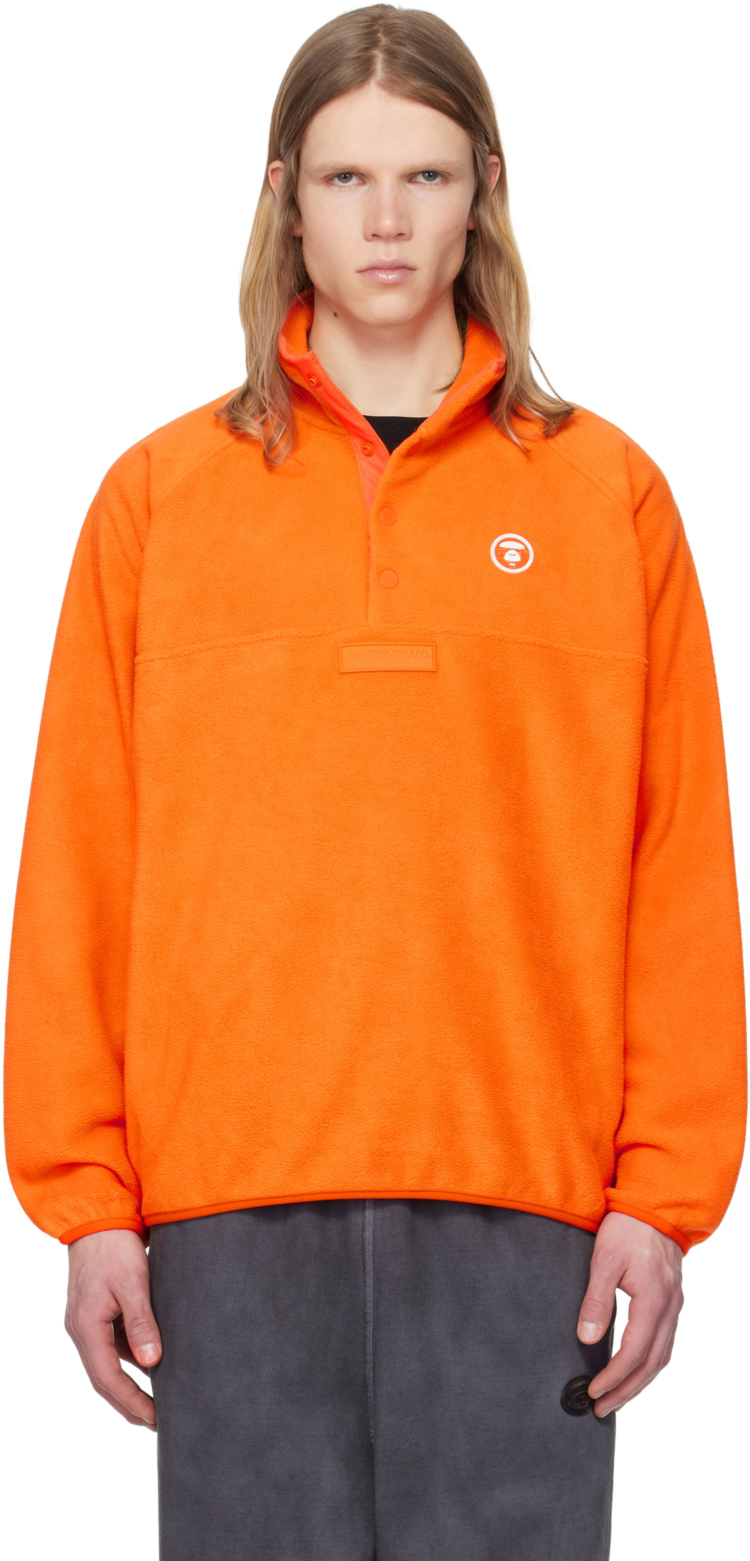 Sweater AAPE by A Bathing Ape AAPE by A Bathing Ape 'AAPE NOW' Fleece Pullover Orange | AAPSWMB322XXNORX, 0