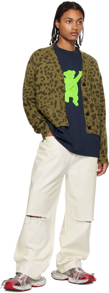Sweater We11done We11done Leopard Print Cardigan Grön | WD-KC3-23-622-U-KK, 3