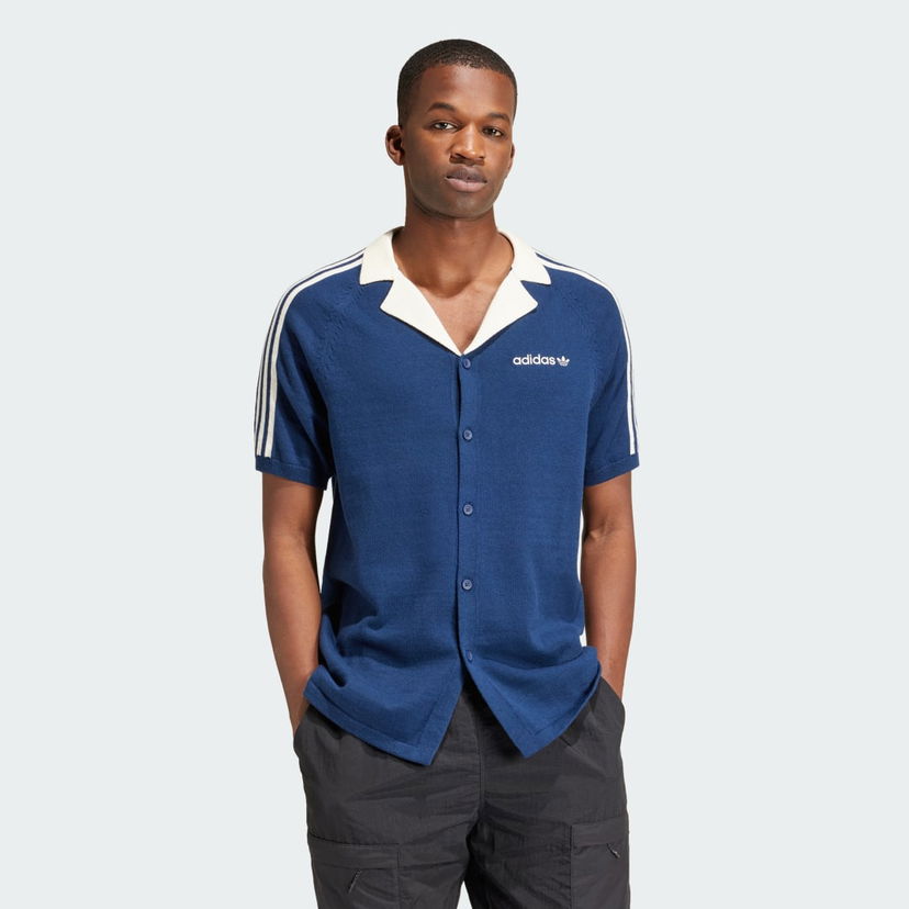 Polotröja adidas Originals Premium Knitted Tee Mörkblå | IU0223