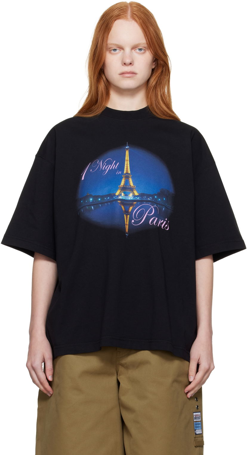 T-shirt VETEMENTS VETEMENTS 'Night In Paris' Oversized T-Shirt Svart | UH76TR410B