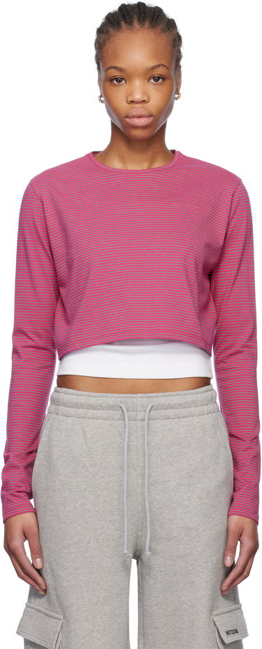 Crop top We11done We11done Striped Cropped T-Shirt Rosa | WD-TT0-25-716-W-PK, 0