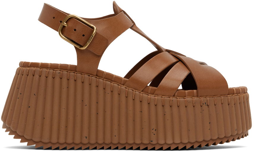 Sneakers och skor CHLOÉ Nama Wedge Sandals Brun | CHC24A05DNC, 0
