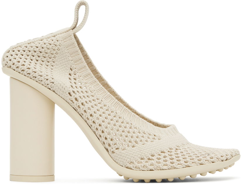 Sneakers och skor Bottega Veneta Knitted Pumps With Heel Beige | 787056 V3XY0