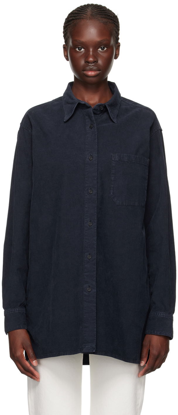 Skjorta The Row Corduroy Oversized Shirt Blå | 7553-W2789