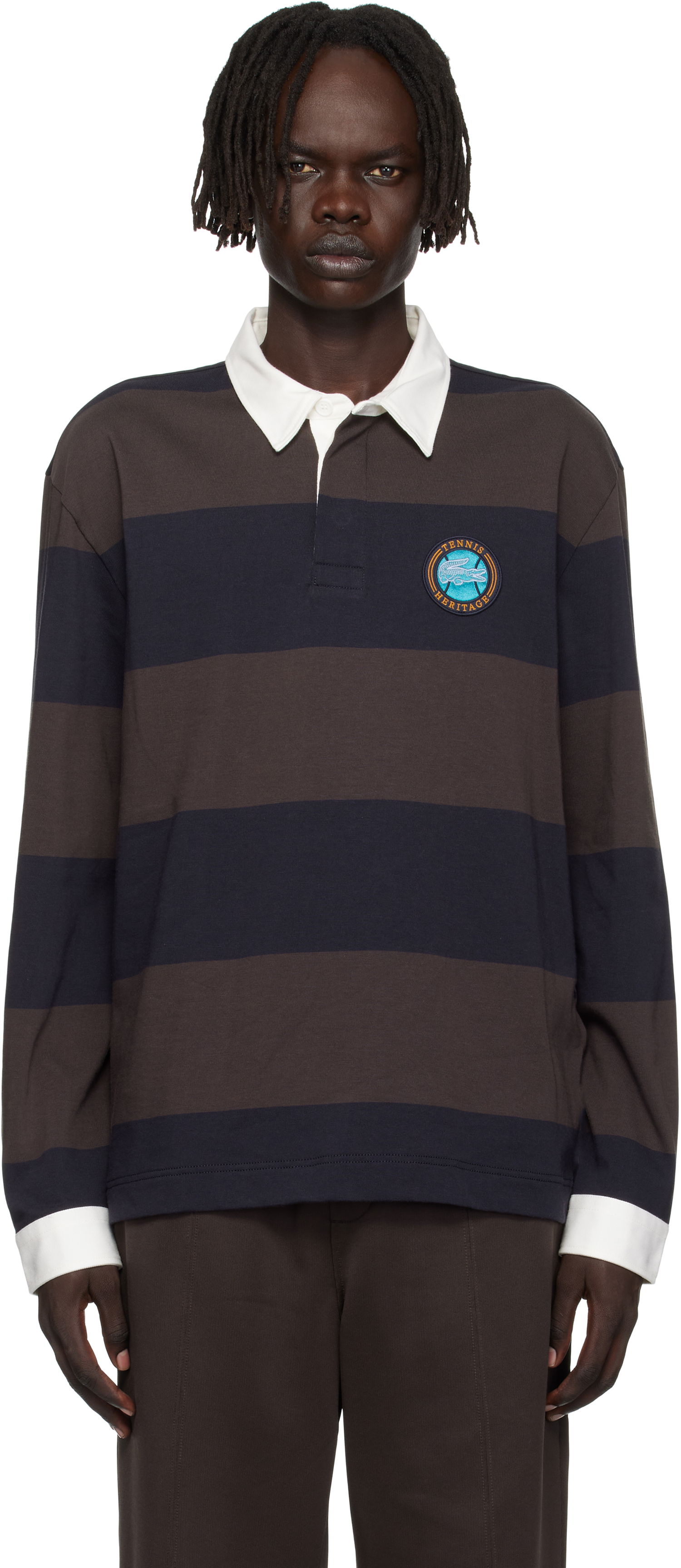 Polotröja Lacoste Lacoste Relaxed Fit Striped Rugby Polo Brun | KH5916_6IY, 0