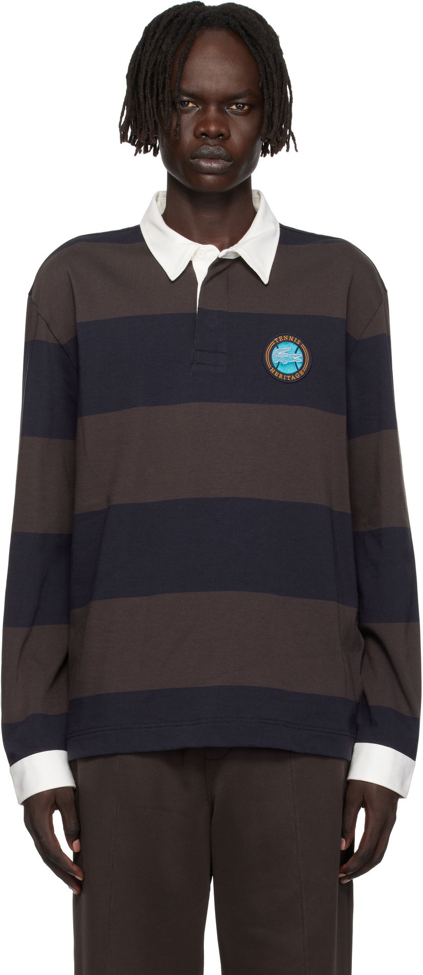 Polotröja Lacoste Lacoste Relaxed Fit Striped Rugby Polo Brun | KH5916_6IY