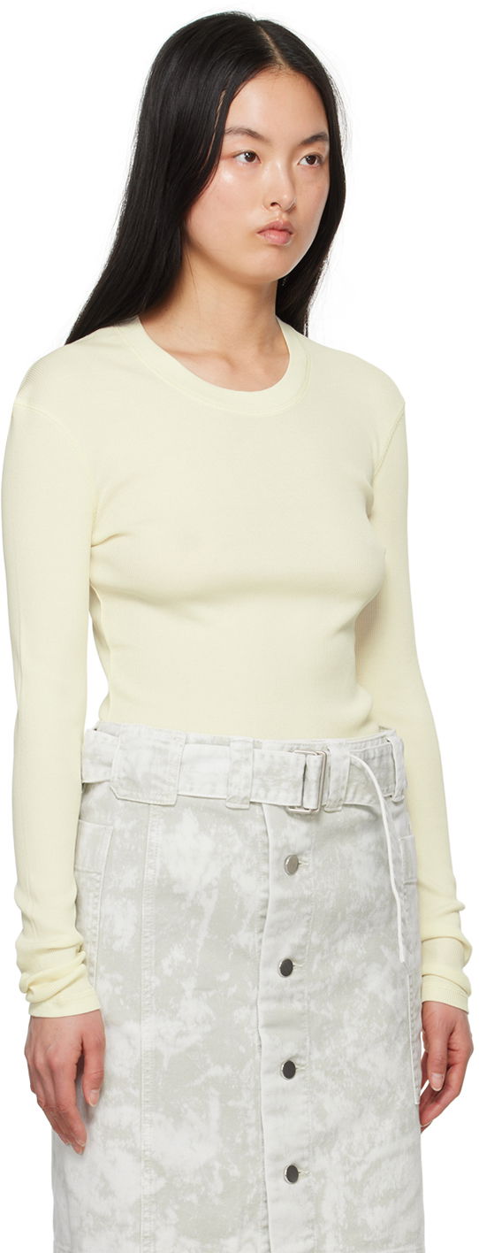 Sweater LEMAIRE LEMAIRE Women's Ribbed Long Sleeve T-Shirt Gul | TO1147 LJ1017, 1